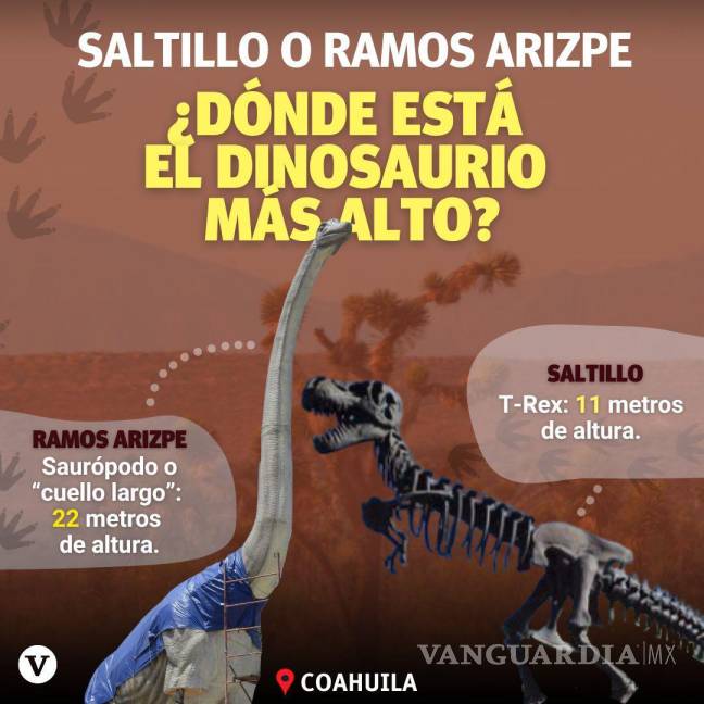 $!Tiene Ramos Arizpe dinosaurio más grande de la región; su cuello largo es 2 veces más alto que T-Rex de Saltillo