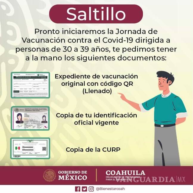 $!Este fin de semana arranca vacunación antiCOVID a población de 30 a 39 años en Saltillo