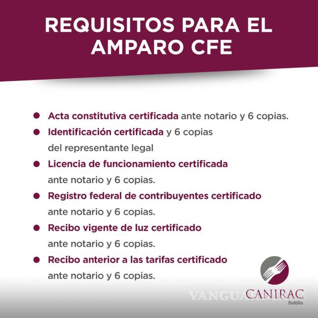 $!Canirac Saltillo se amparará contra tarifas de CFE; estos son los requisitos para promoverlo