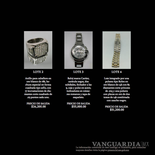 $!Las joyas del Narco que subastarán en Los Pinos: pulseras de 2 millones, relojes de 1 millón y más