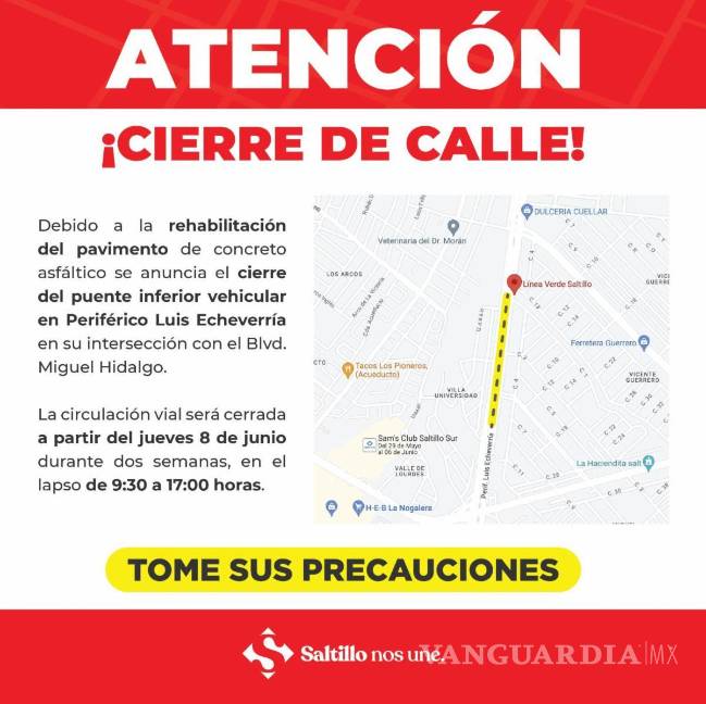 $!El tramo que permanecerá cerrado por dos semanas será el de periférico Luis Echeverría, en su intersección con el bulevar Miguel Hidalgo.