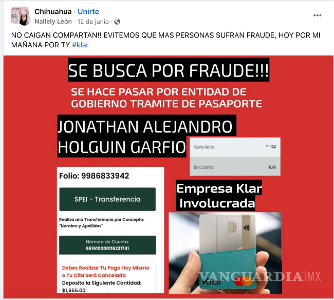 $!Queja sobre fraude en Klar revela un intento de estafa relacionado con la gestión de pasaportes.