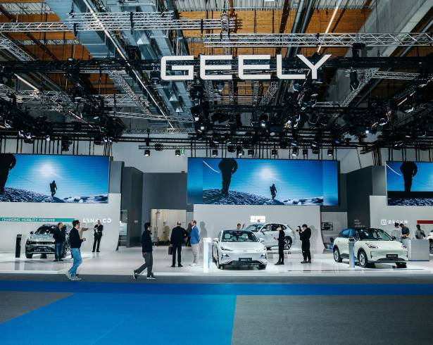 Vehículos Geely expuestos en la feria Automechanika en Frankfurt, Alemania, el 13 de septiembre de 2024.