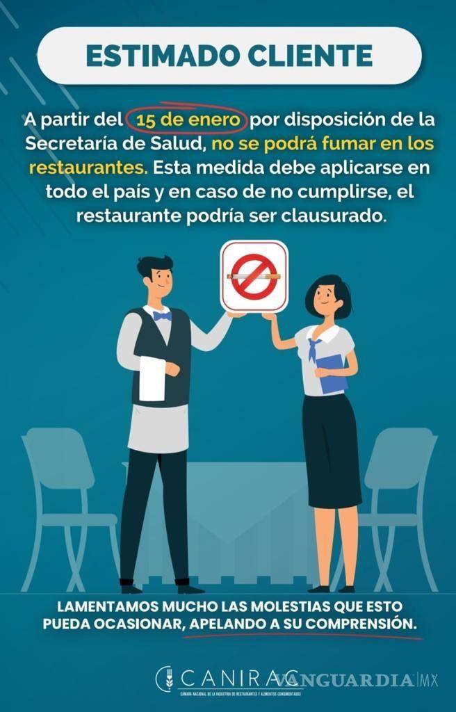 $!Cartel informativo con las nuevas disposiciones que se implementarán a partir del 15 de enero.