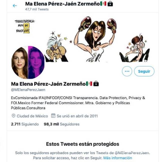 $!María Elena Pérez-Jaen blinda su cuenta de Twitter, tras su ataque racista y clasista a Viri Ríos