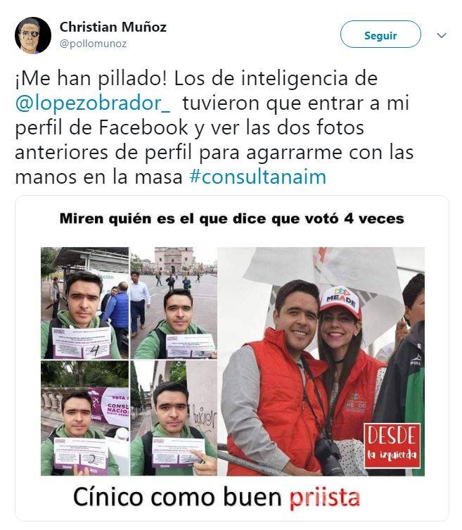 $!Relacionan con el PRI a joven que se hizo viral por votar 4 veces en consulta del NAIM