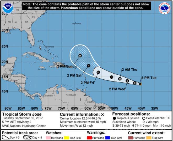 $!Tormenta "José" se forma cerca del peligroso huracán "Irma"