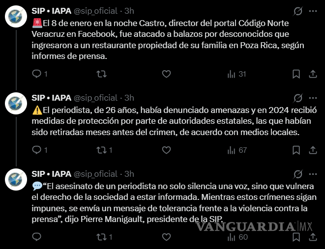$!SIP condena asesinato del periodista Carlos Castro; pide ‘romper el ciclo de impunidad’