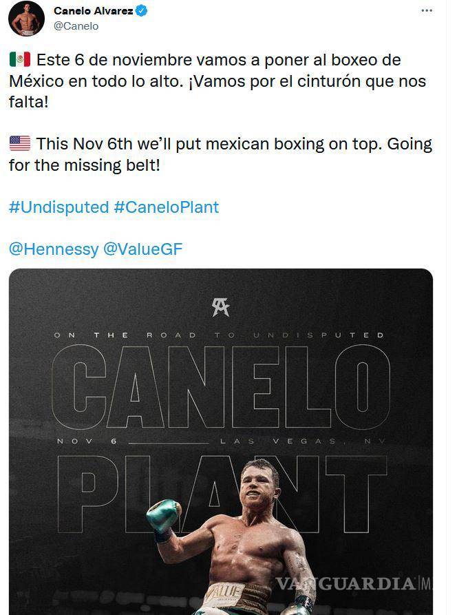 $!Irá ‘Canelo’ contra Caleb Plant en Las Vegas en noviembre