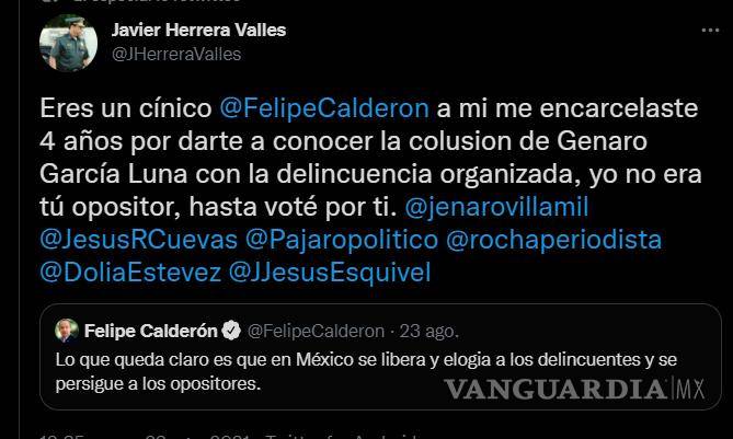 $!Ex comandante reclama a Calderón encarcelarlo por exhibir vínculos de García Luna con el narco