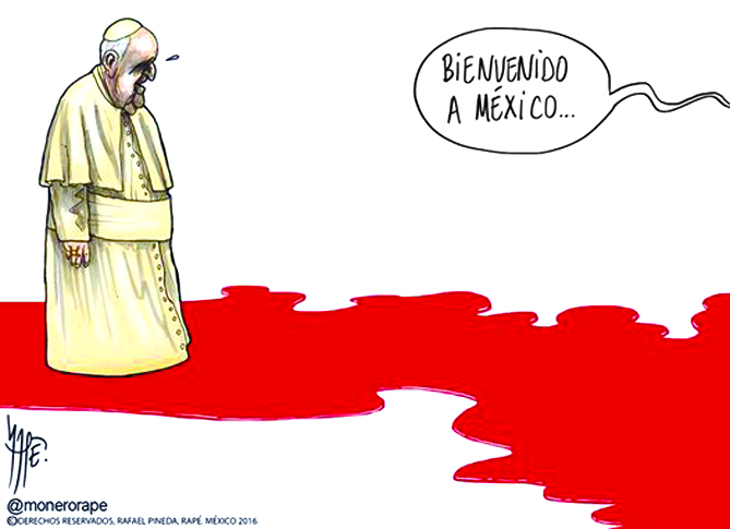 $!Caricaturistas mexicanos reciben al Santo Padre con sus cartones