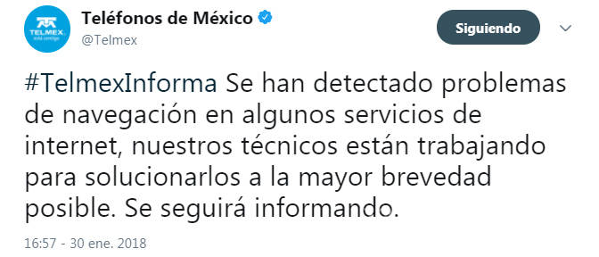 $!Telmex confirma ‘problemas de navegación’
