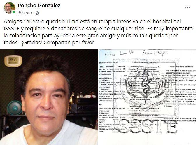 $!Sergio 'Timo' Quintana, músico de Saltillo, requiere donadores de sangre