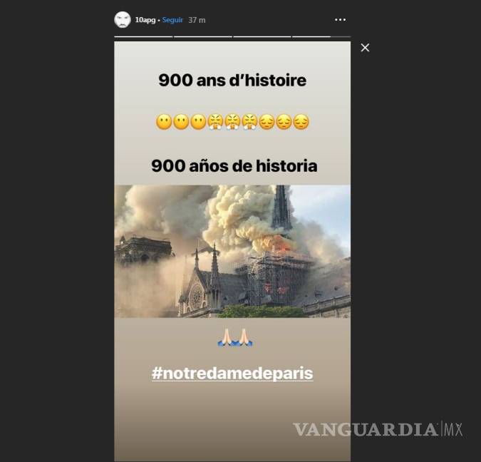 $!André Gignac lamenta el incendio en la Catedral de Notre Dame