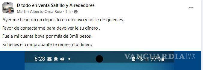 $!Identificado como Martín Alberto Orea, el hombre publicó que recibió un depósito en efectivo en su cuenta bancaria del banco BBVA.
