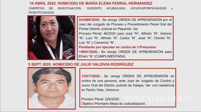 $!La SSPC giró órdenes de aprehensión contra los presuntos asesinos de los periodistas María Elena Ferral y Julio Valdivia