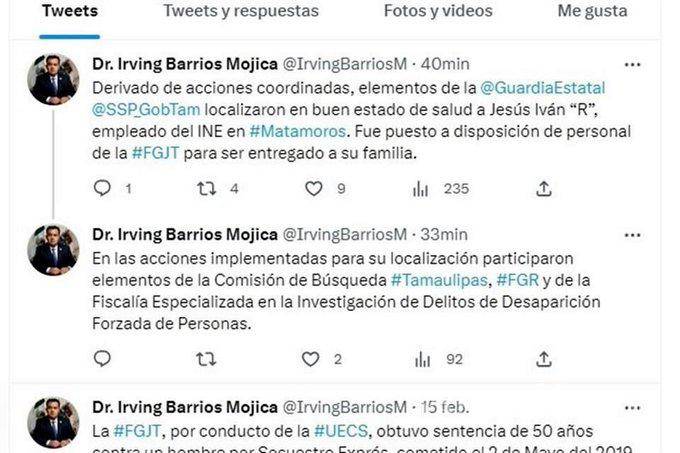 $!El fiscal Irving Barrios dio a conocer a través de su cuenta de Twitter la liberación del funcionario electoral