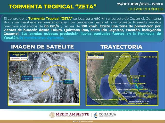 $!Tormenta tropical ‘Zeta’ sigue tomando fuerza en su camino a Yucatán y Quintana Roo