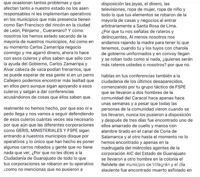 $!Supuesto mensaje de El Marro liga a funcionarios de Guanajuato con el Cártel Jalisco Nueva Generación
