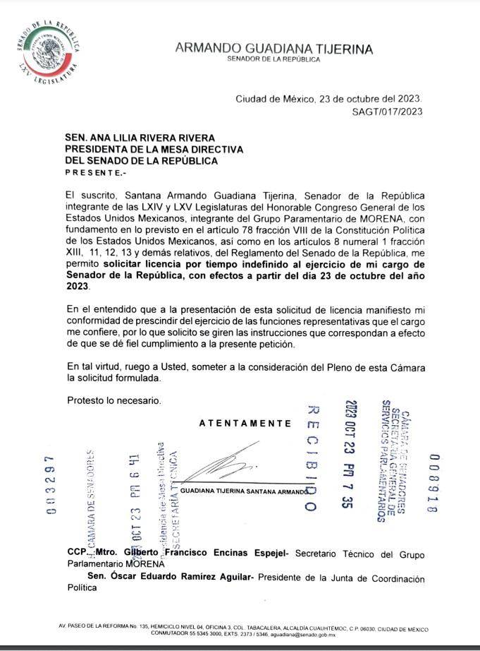 $!La licencia que pidió el senador coahuilense es por tiempo indeinido.