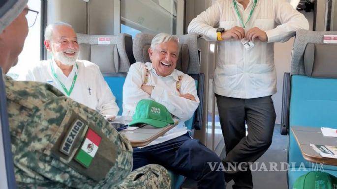 $!Carlos Slim y el presidente López Obrador dentro del Tren Maya.