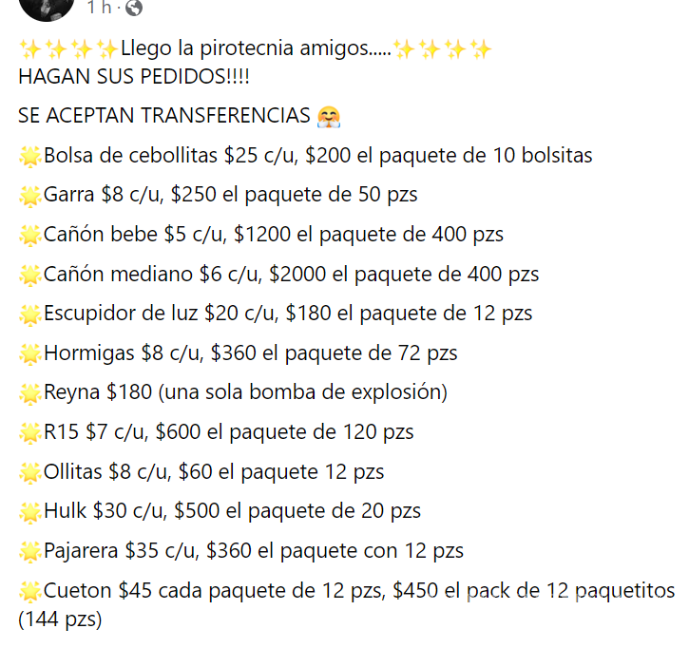 Anuncian en redes venta clandestina de pirotecnia en Saltillo, pese a restricciones