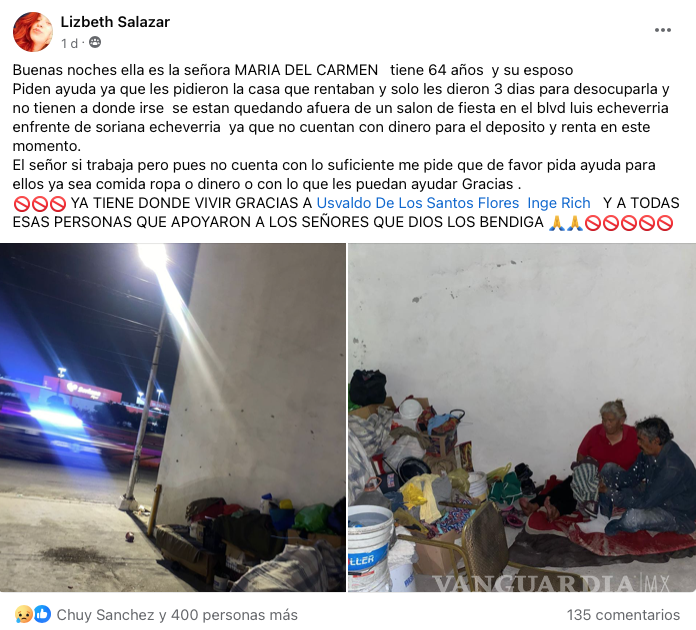 $!La solidaridad de la comunidad de Saltillo se hizo evidente con las donaciones de comida, ropa y dinero para ayudar a María del Carmen y su esposo en este difícil momento.