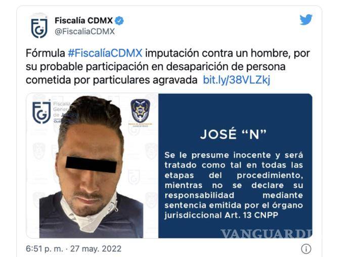 $!El 27 de mayo pasado se informó la detención de José Luis “N”, pareja sentimental de Karen Itzel