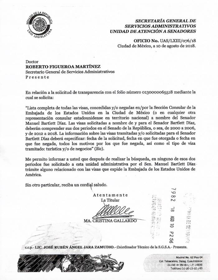 $!¿Tiene Bartlett problemas para ir a EU por el caso Camarena? DEA dice que sí, la SRE cierra archivos