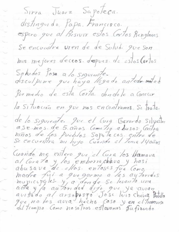 $!El Papa debe saber que a los curas que violan niños en Oaxaca sólo los mueven de Parroquia: ONG