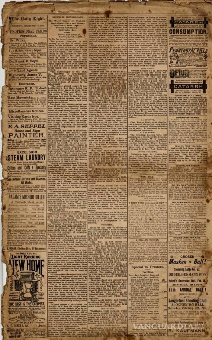 $!Parte del periódico San Antonio Daily Light del 6 de febrero de 1893, en la página siete se plasma una interesante crónica sobre nuestra ciudad.