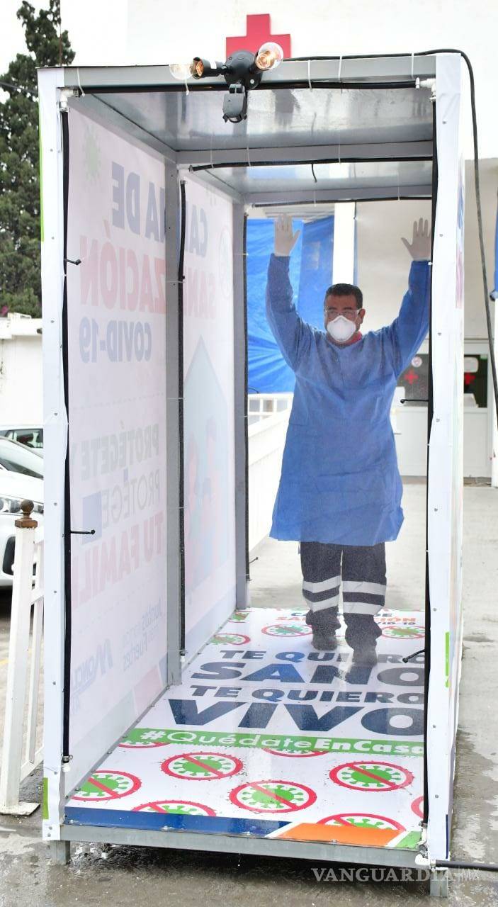 $!Instalan túnel sanitizante en la Cruz Roja de Monclova