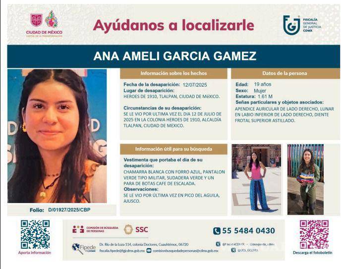 $!A diez días de la desaparición de Ana Ameli García, su familia exige intensificar la búsqueda en el Ajusco