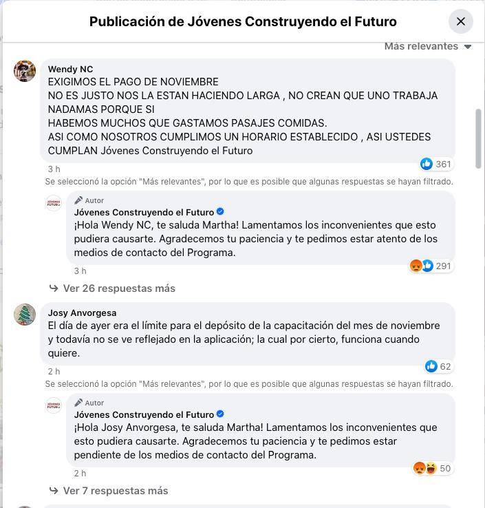 $!A través de la página oficial, jóvenes enfadados reclaman su pago.