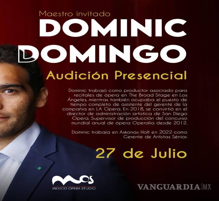 $!Dominic Domingo, nieto de Plácido, el célebre tenor mexicano, tuvo a su cargo la conducción de una audición presencial.