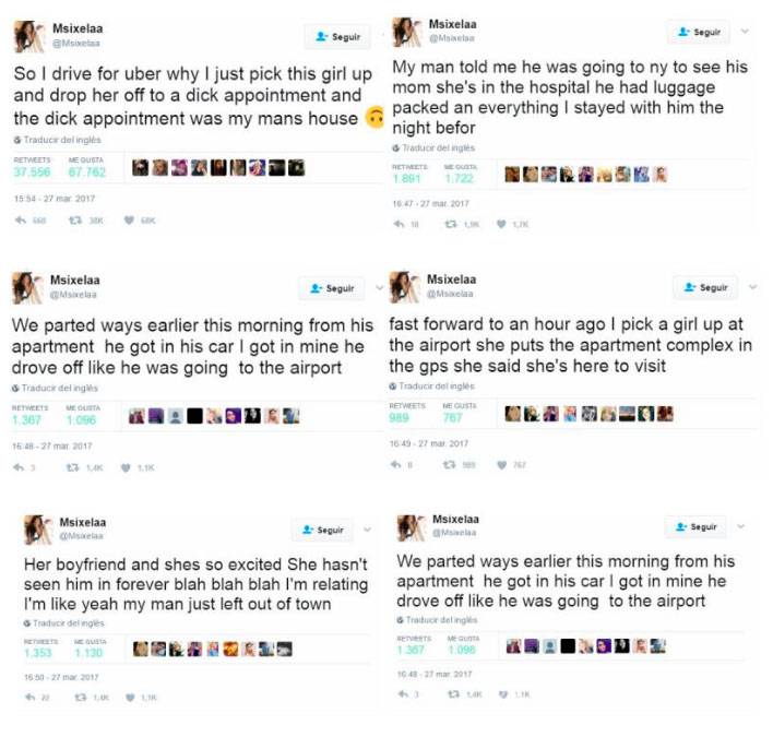 $!Mujer chofer de Uber descubre que pasajera es amante de su novio