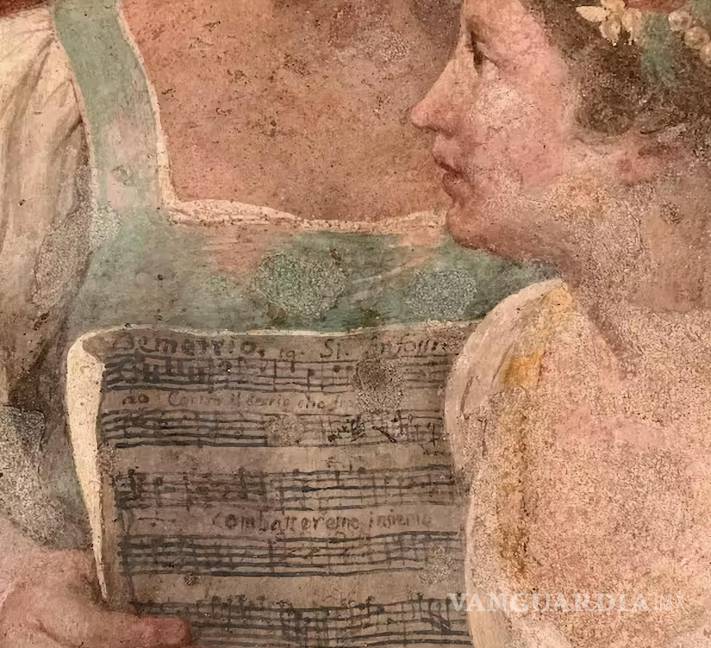 $!La partitura musical representada en el fresco de Jacopo Guaraná.