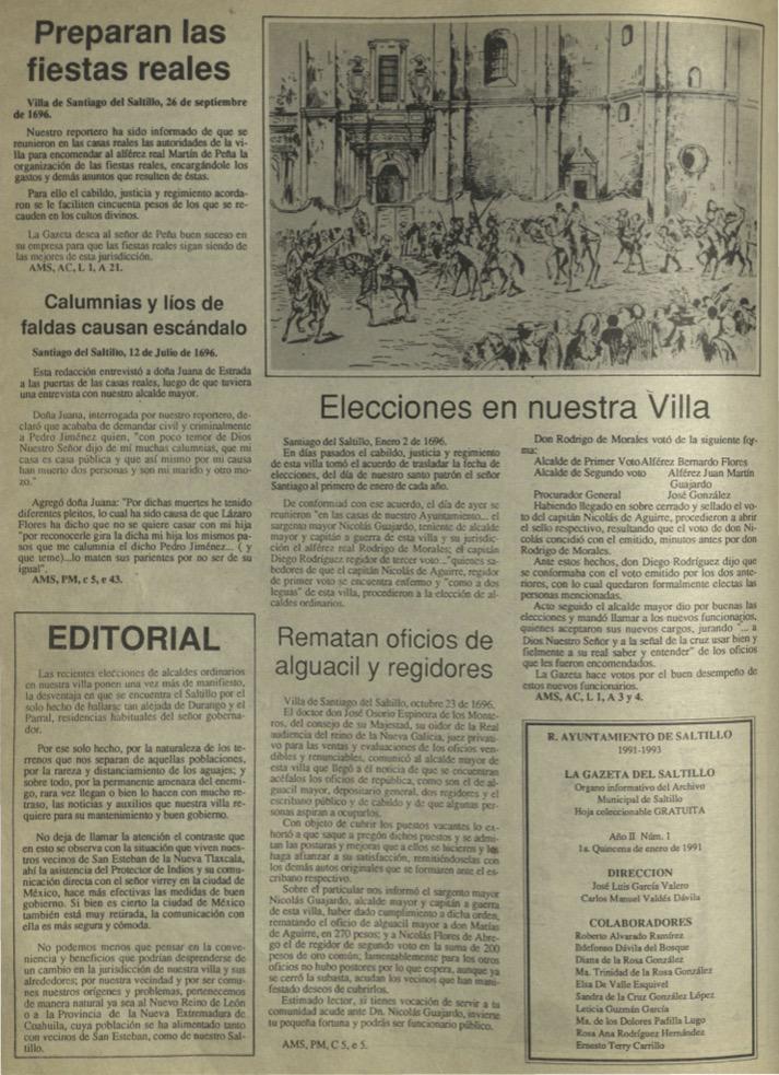 $!Contenido de la primera edición de la Gazeta de Saltillo en 1989.