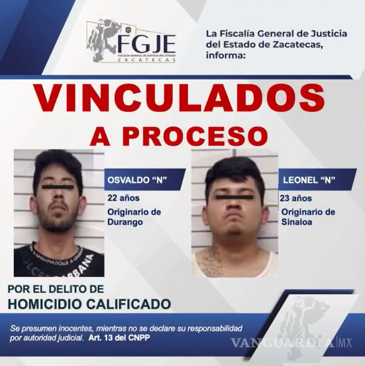 $!Vinculan a proceso a dos jóvenes por multihomicidio de 10 funcionarios y empresarios en Zacatecas