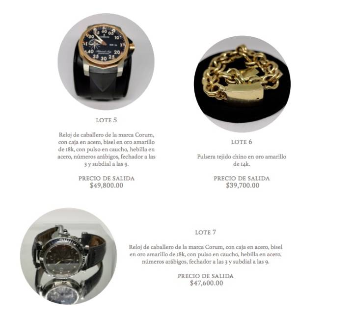 $!Las joyas del Narco que subastarán en Los Pinos: pulseras de 2 millones, relojes de 1 millón y más