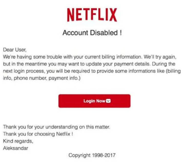 $!Si recibes este correo falso de Netflix pueden robar tus datos bancarios