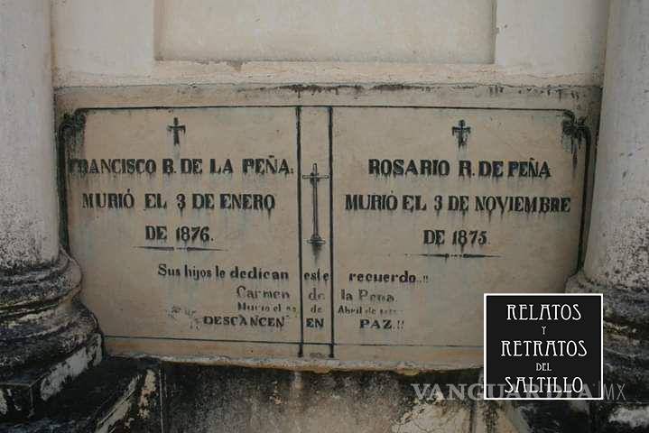 $!Última morada de José Francisco Bernardino de la Peña y su esposa María del Rosario, en el panteón de San Antonio en Parras, Coahuila.