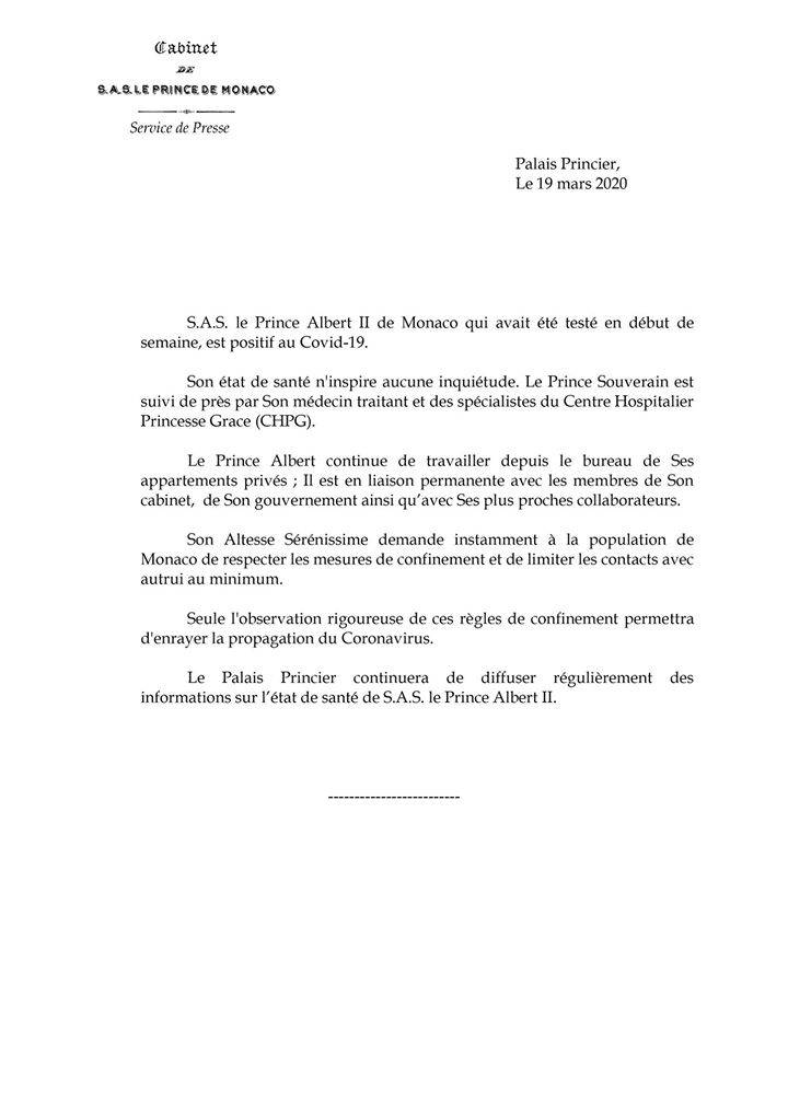 $!Príncipe Alberto II de Mónaco da positivo a COVID-19