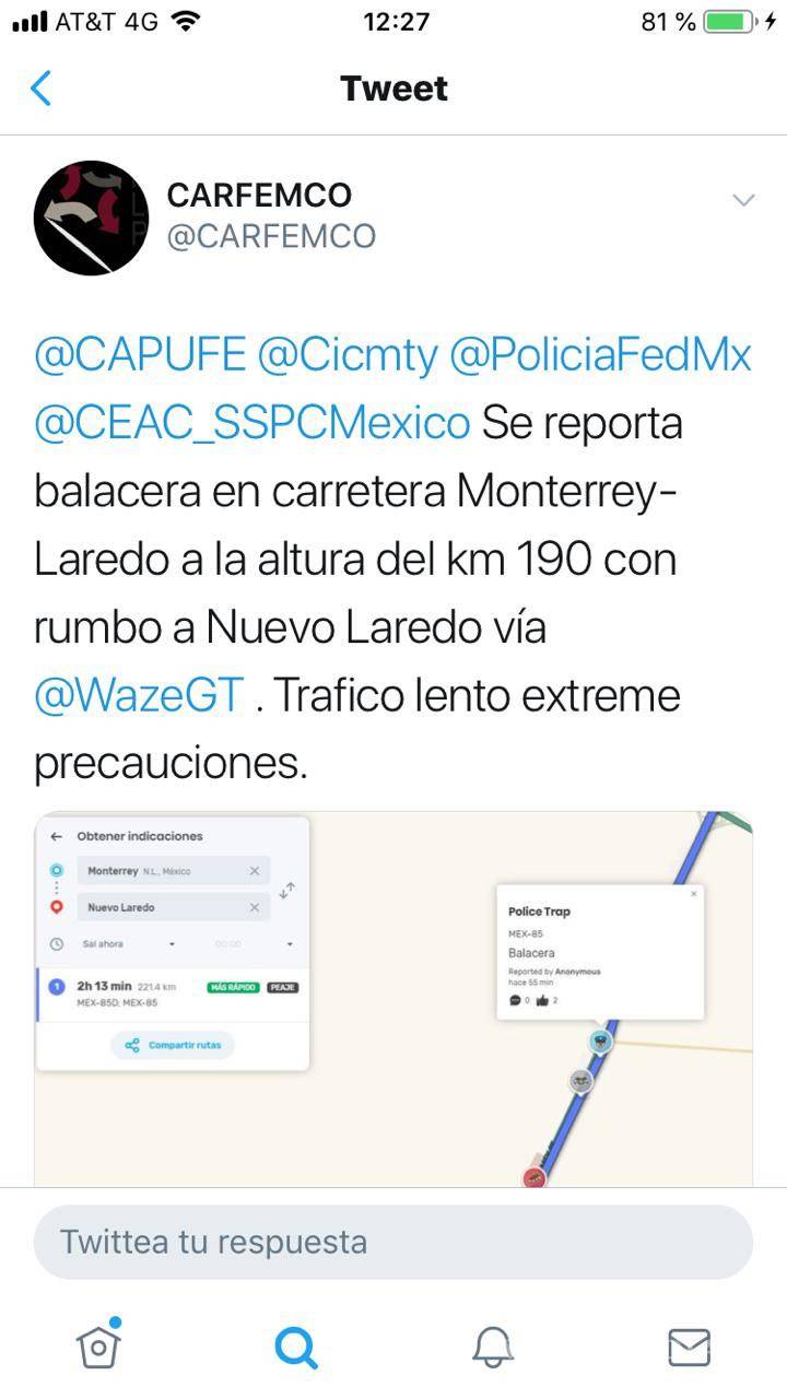 $!Cierran autopista de Nuevo Laredo por enfrentamiento, reportan 6 muertos