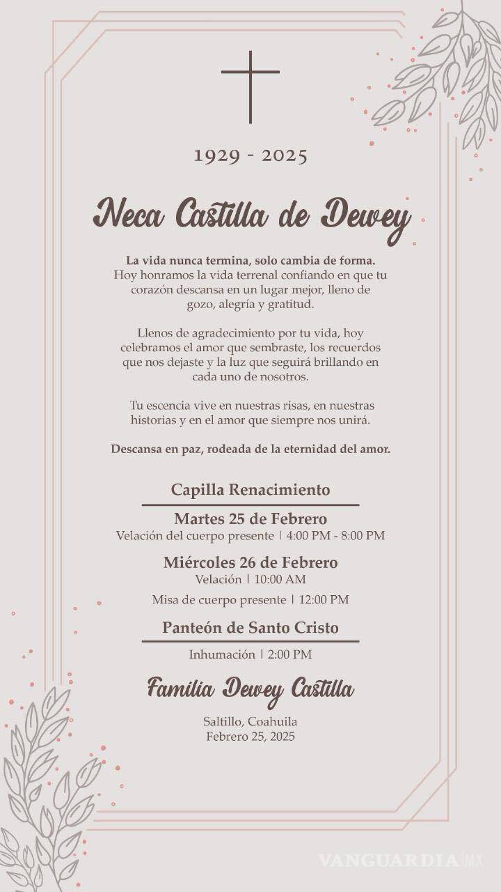 $!Saltillo: Neca Castilla deja un legado eterno de amor y memorias familiares