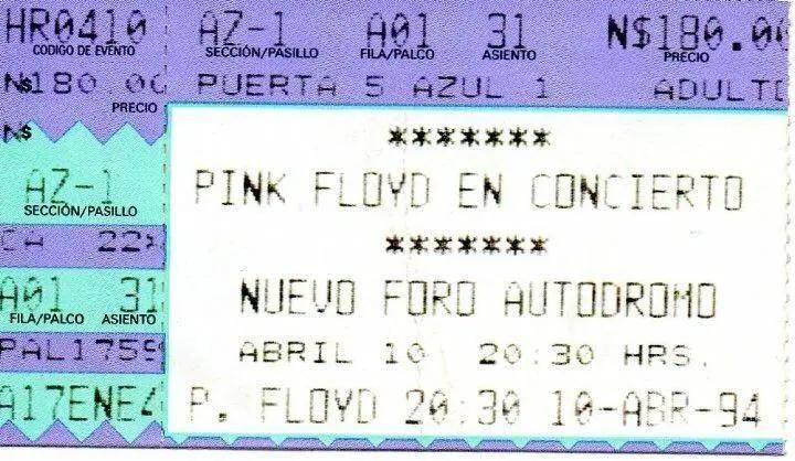 $!La reliquia, el boleto de la única vez que Pink Floyd ha tocado en México.