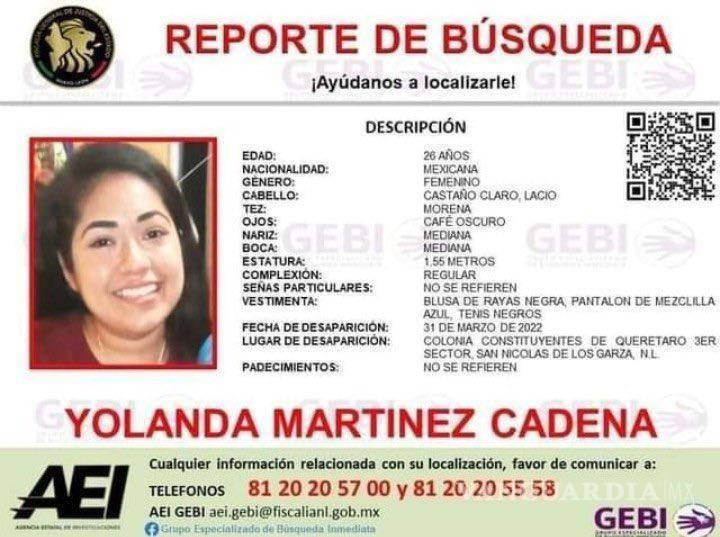 $!Piden se investigue a ex novio de Yolanda, desaparecida en NL; la vigilaba