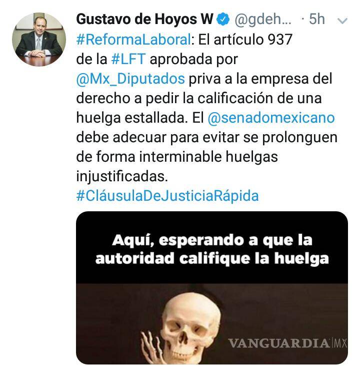 $!Líder de la Coparmex critica cambios a la Ley Federal del Trabajo