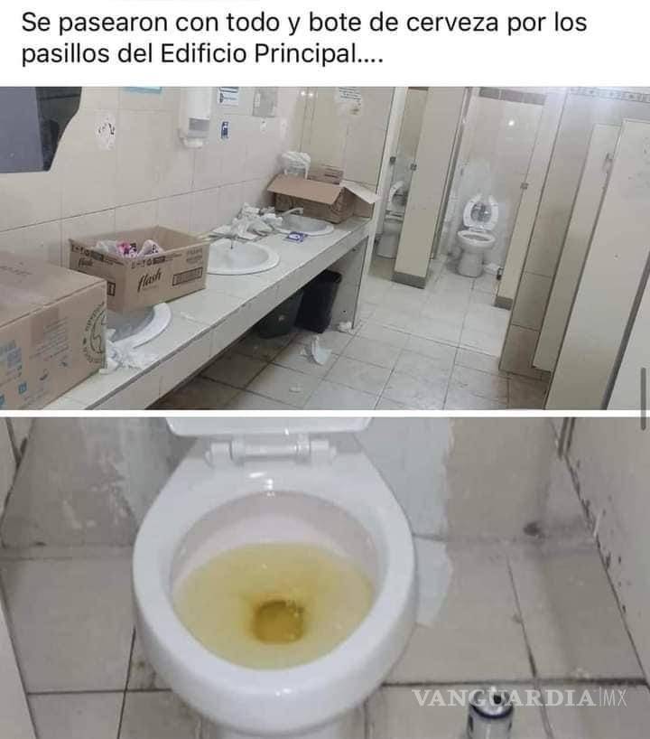 $!El viernes pasado, al regresar a clases, los alumnos del ITS circularon imágenes de las condiciones en que encontraron los baños del edificio principal.