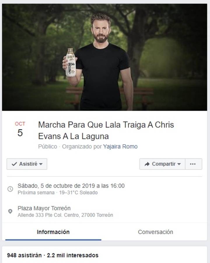 $!Organizan marcha para que Chris Evans visite La Laguna
